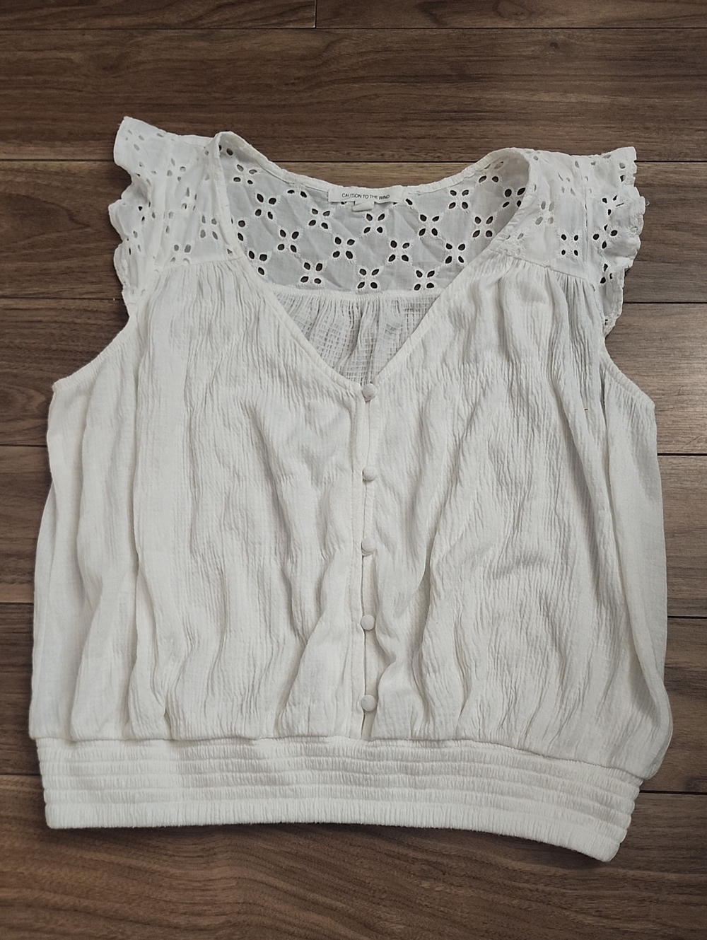 2/$10🔥 Caution To The Wind  White Caslon Top Sleeveless Button-Front